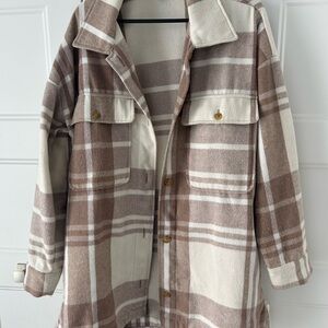 Plaid Women's Jacket in Brown and Cream
